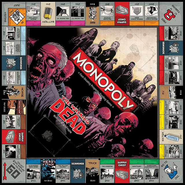 the walking dead monopoly board